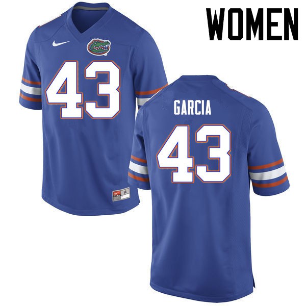 Florida Gators Women #43 Cristian Garcia College Football Jerseys Blue